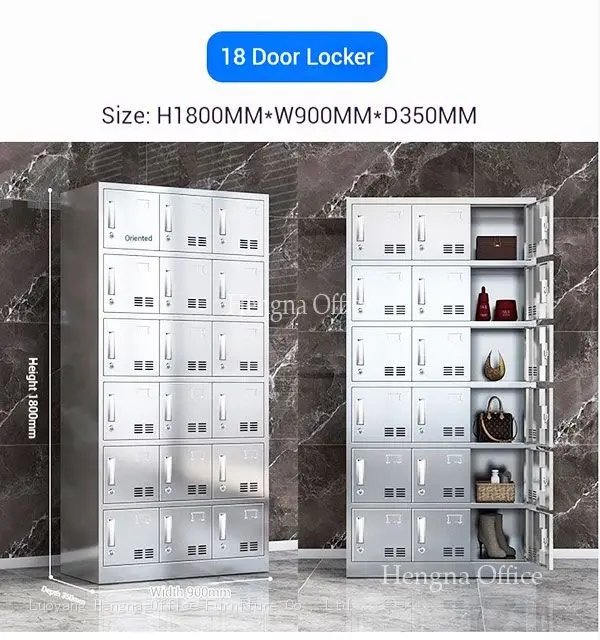 Stainless steel locker with multiple door configuration
