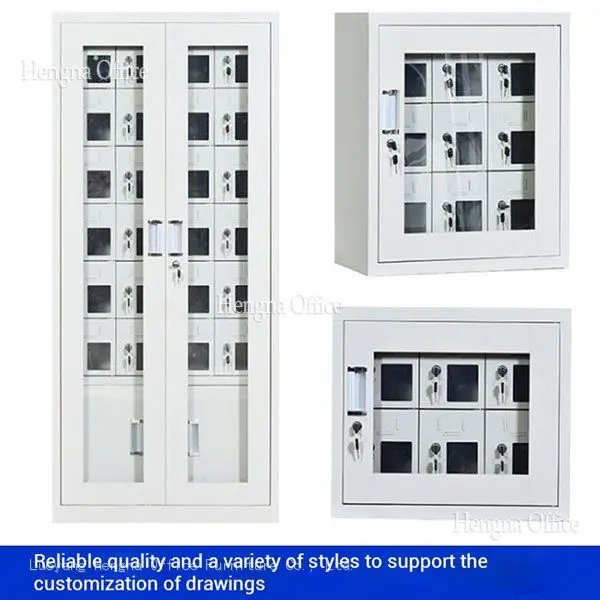 Secure phone charging locker in factory