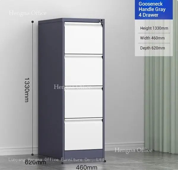 Metal 4-drawer card file cabinet for archives