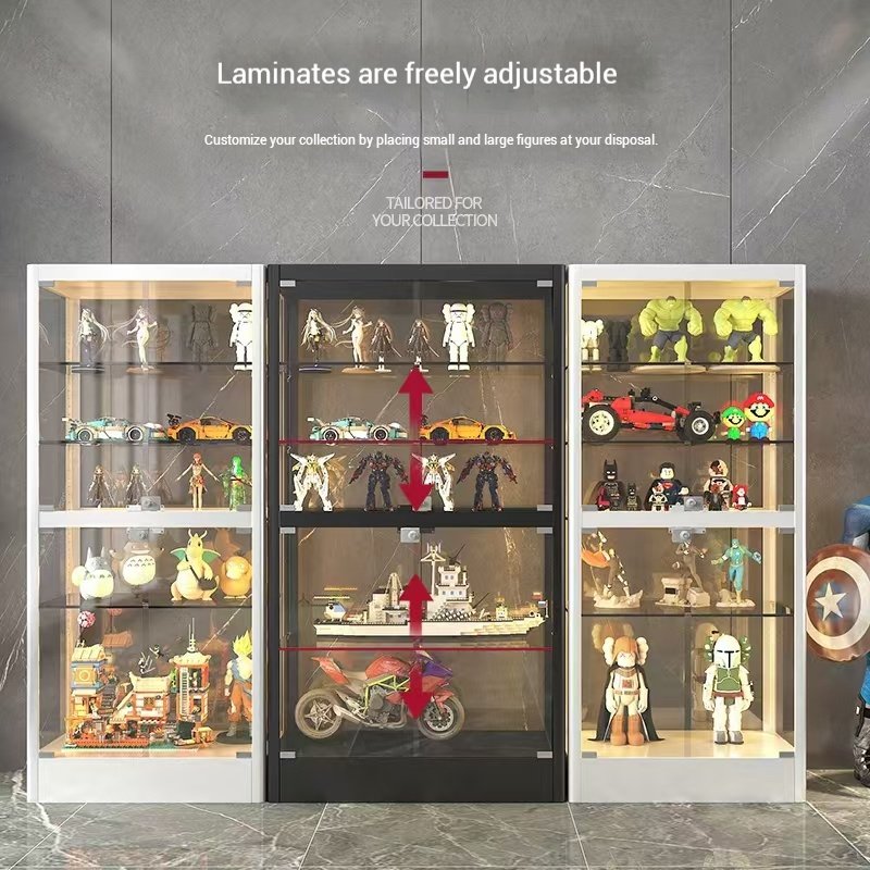Premium glass display cabinet with LED lighting for retail business