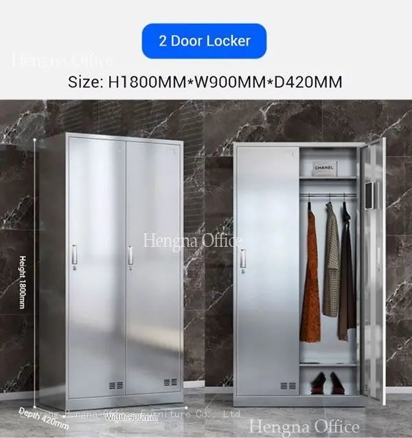 Stainless steel lockers in swimming pool changing rooms