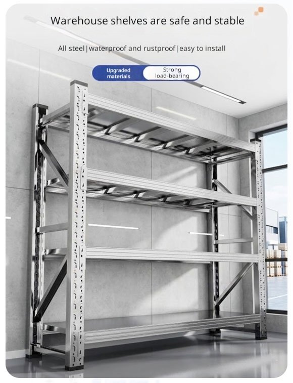 4-Tier 201 Stainless Steel Shelving Unit | 800x400x2000mm Heavy Duty Metal Rack 280kg Capacity
