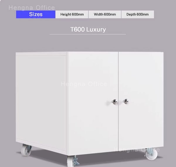 Hengna Model 2 printer storage cabinet, 600mm height, matte white finish