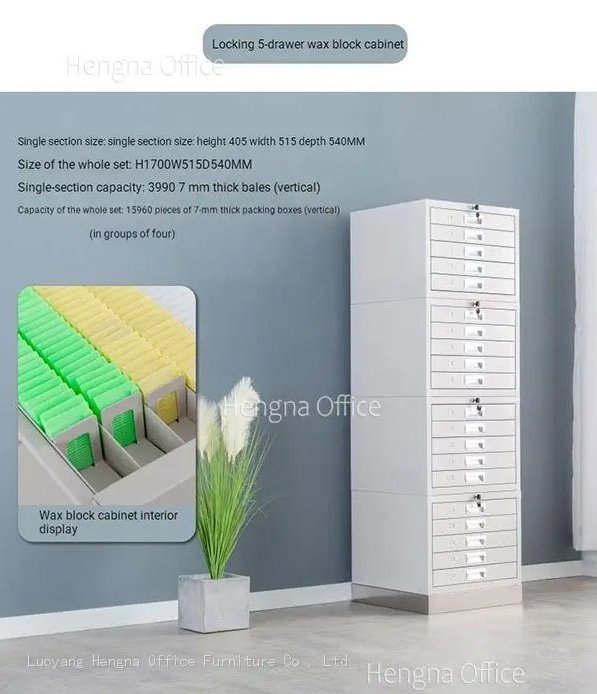 close-up of 0.8mm cold-rolled steel paraffin block cabinet drawer with electrostatic spray coating