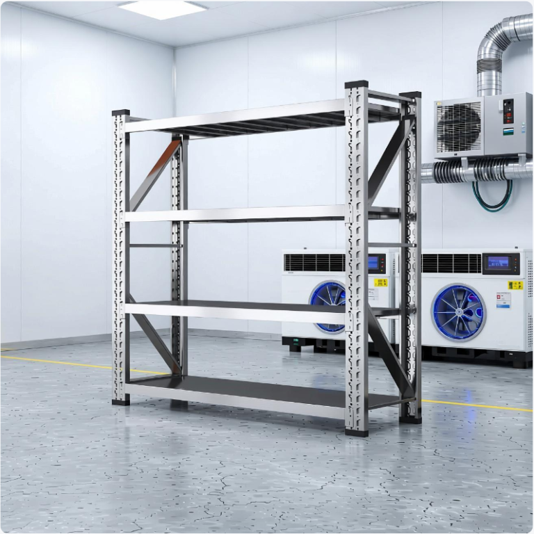 304 Stainless Steel Shelving for Cold Storage Rooms — Modular 4 Tier Rack, Expand as You Grow