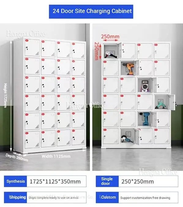 24 door site charging cabinet with individual USB compartments